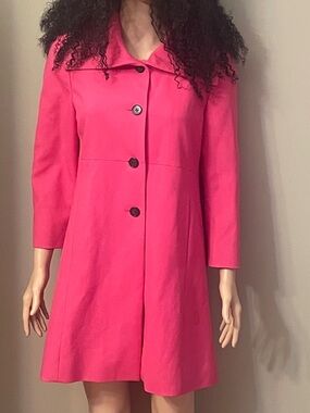 Ann Taylor Vibrant Pink A-Line Trench Coat